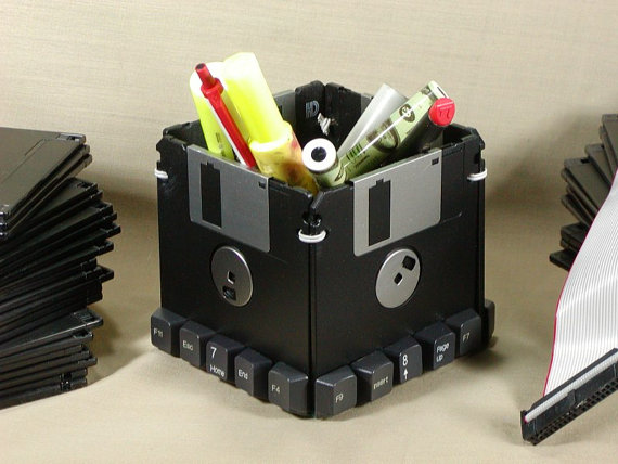 Custom-Floppy-Disk-Pen-Pencil-Holder